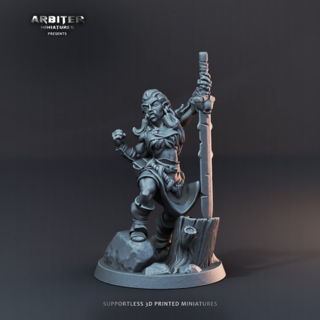 3D Printed Miniature - Half-Orc Female 01 - Hero of the Realm KS