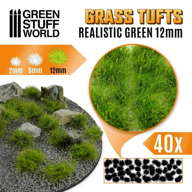 Grass TUFTs 12mm XL - REALISTIC GREEN