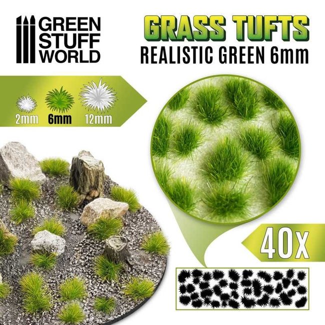 Tufts 6mm - REALISTIC GREEN
