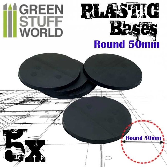 Plastic Bases - Round 50mm BLACK 5st