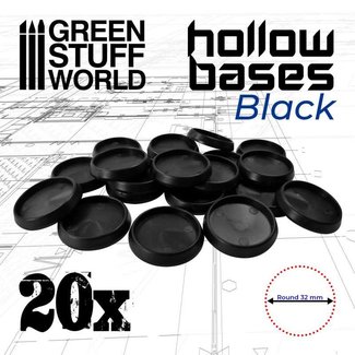 Green Stuff World Hollow Plastic Bases - BLACK 32mm