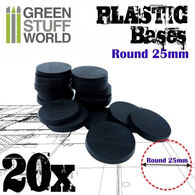 Plastic Bases - Round 25mm BLACK 20st