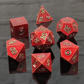 Dakota Irish Dakota Irish - Metal Polydice - Red Dragon Scale metal dice