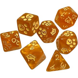 Kitten Polyhedral Dice (7) Orange