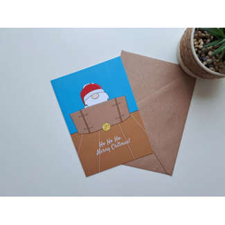 GummyPinkGraphics Wenskaart Merry Critmas Santa + envelop