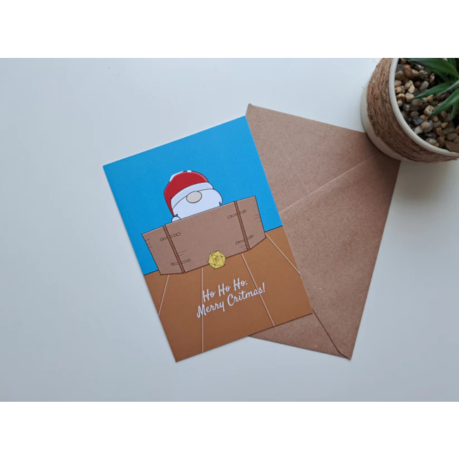 Greeting card Merry Critmas Santa + envelope