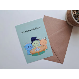 GummyPinkGraphics Greeting card Life is better with friends + envelope