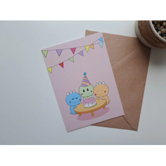 GummyPinkGraphics Greeting card Birthday party + envelope