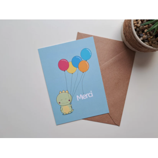 GummyPinkGraphics Greeting card Merci balloons + envelope