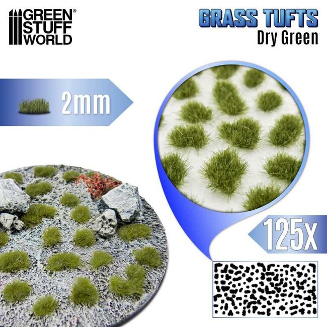 Grass TUFTS - 2mm self-adhesive - DRY GREEN