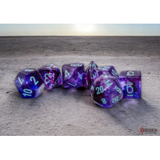 Nebula® Mega-hedral Nocturnal/turquoise Luminary Dobbelsteenset (7 stuks) CHX-22557