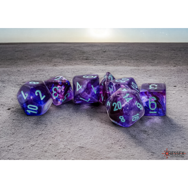 Nebula® Mega-hedral Nocturnal/turquoise Luminary Dobbelsteenset (7 stuks) CHX-22557