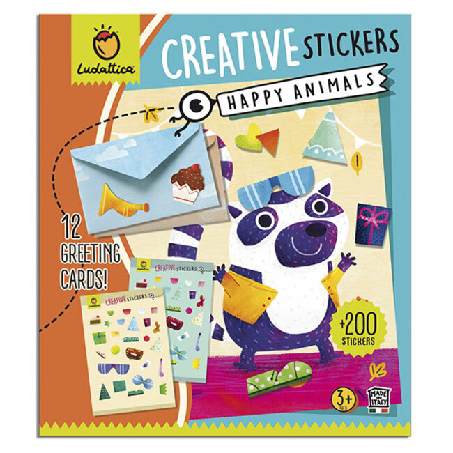 CREATIVE STICKERS HAPPY ANIMALS 200st