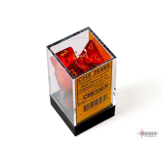 Gemini Polyhedral 7-Die Set Red-Yellow/gold