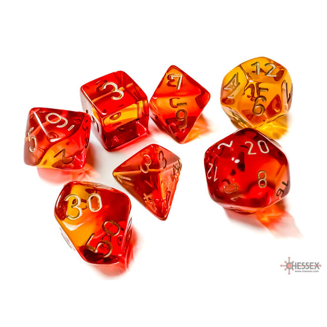 Gemini Polyhedral 7-Die Set Red-Yellow/gold