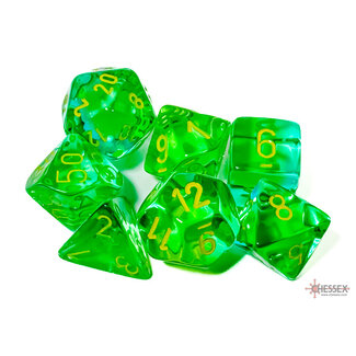 Chessex Gemini Polyhedral 7-Die Set Translucent Green-Teal/yellow