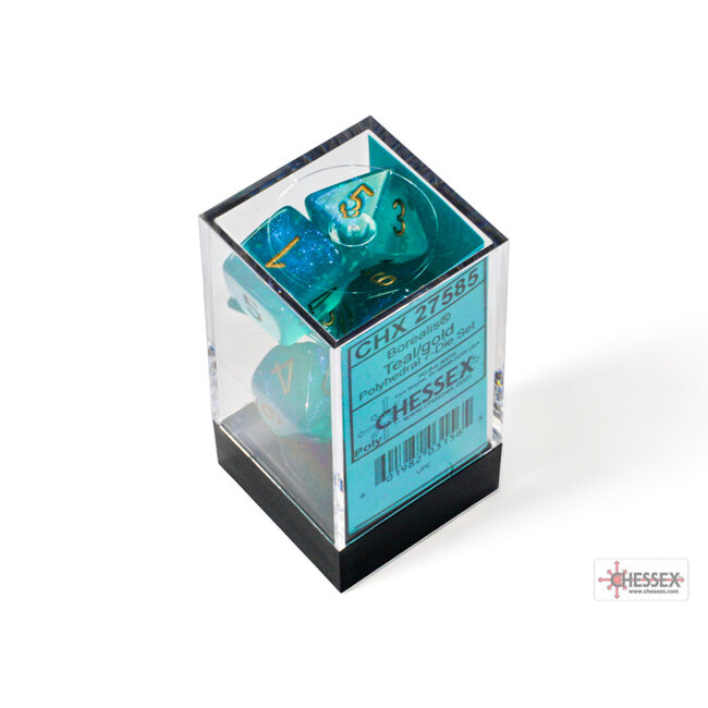 Chessex Borealis Polyhedral Teal/gold Luminary 7-Die Set