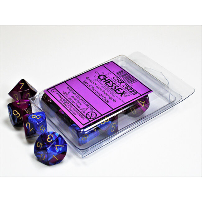 Copy of Gemini Purple-Red/gold D10 Dobbelsteen Set (10 stuks)