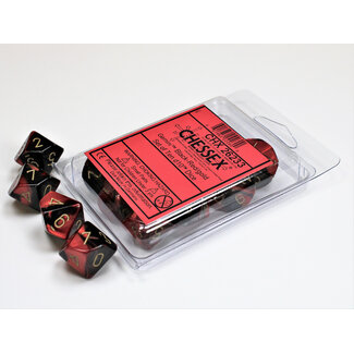Chessex Gemini Black-Red/gold D10 Dobbelsteen Set (10 stuks)