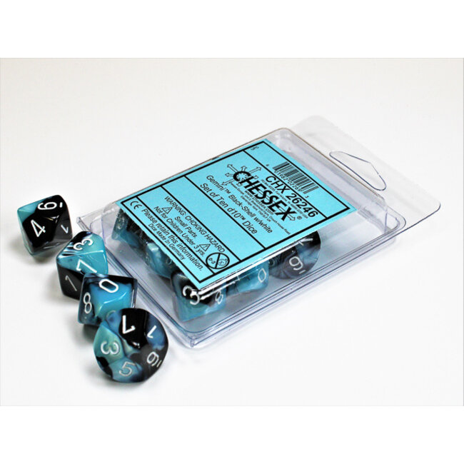 Gemini Black-Shell/white D10 Dobbelsteen Set (10 stuks)