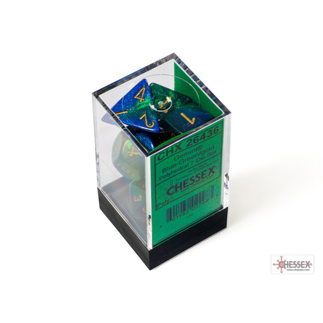 Gemini Blue-Green/gold Polydice Dobbelsteen Set (7 stuks)