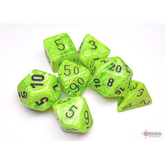 Chessex Vortex Green/gold Polydice Dobbelsteen Set (7 stuks)