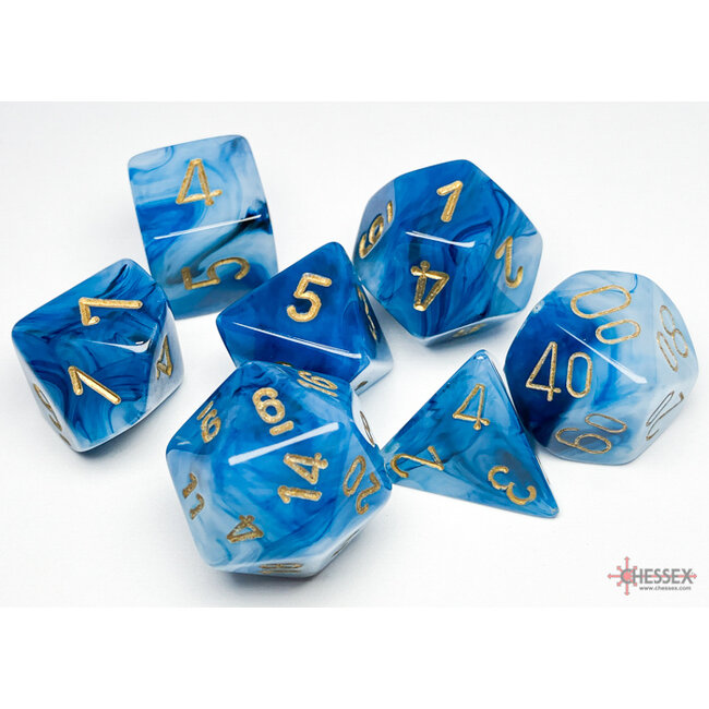 Phantom Teal/gold Polydice Dobbelsteen Set (7 stuks)