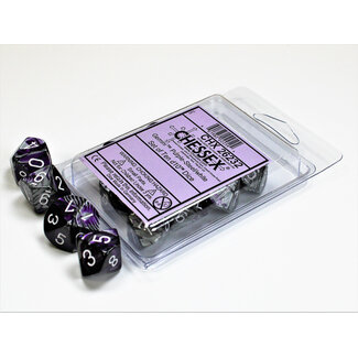 Chessex Gemini Purple-Steel/white D10 Dobbelsteen Set (10 stuks)