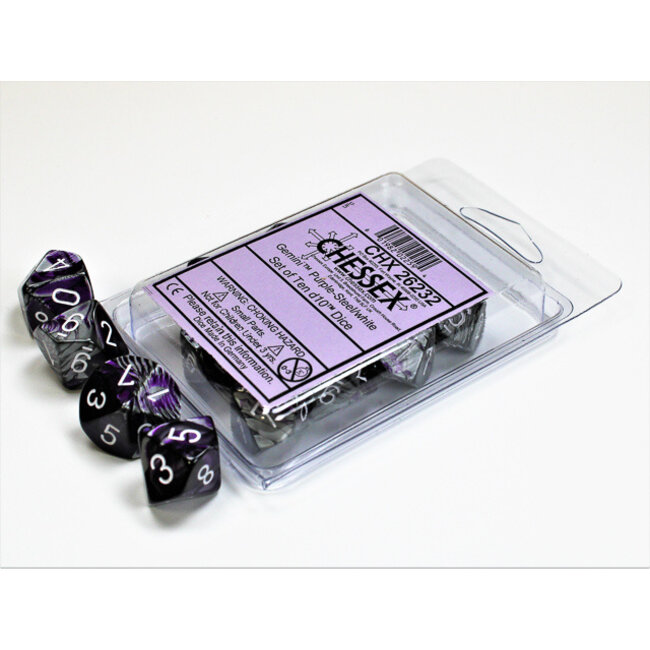 Copy of Gemini Copper-Steel/white D10 Dobbelsteen Set (10 stuks)