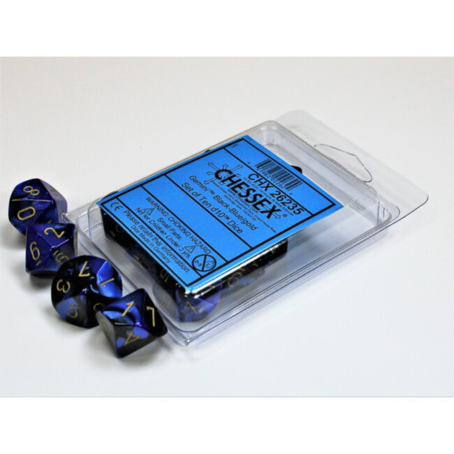 Gemini Black-Blue/gold D10 Dobbelsteen Set (10 stuks)