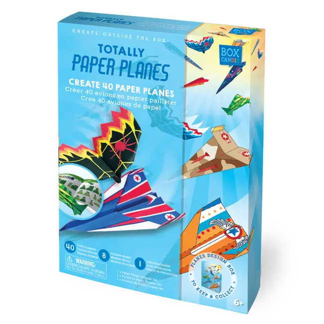 Box Candiy: Totally Paper Planes - PAPER PLANES ART SET, met 40 vouwpapieren, 8 vouwmodellen en 1 instructieboekje, in geschenkdoos 4x17x23cm, 6+