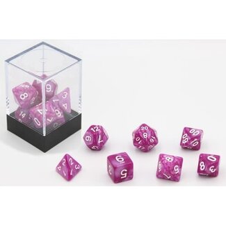 Dobbelstenen Roze Parelmoer 7 set