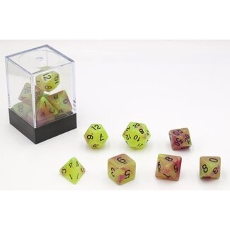 Dobbelstenen Glow in the Dark Geel/Roze 7st