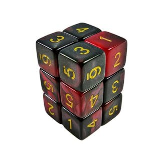 12x D6 16mm Dice - Red Swirl