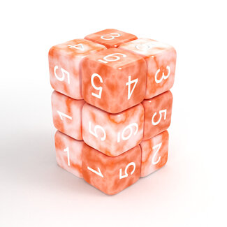 12x D6 16mm Dice - Orange Marble