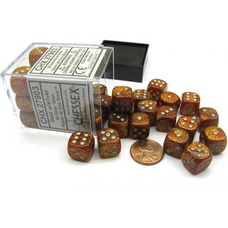 Glitter 12mm d6 Gold/silver Dice Block™ (36 dice)