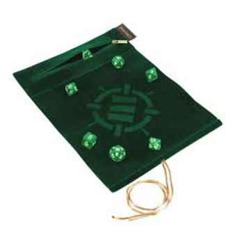 ENHANCE Roll on a Scroll™ Dice Rolling Mat & 7pc Acrylic Dice Set Green