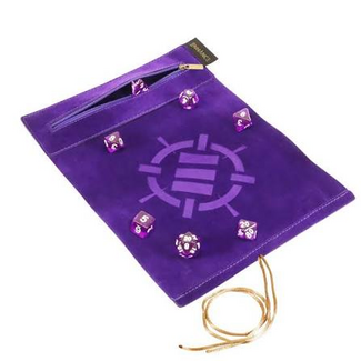 ENHANCE Roll on a Scroll™ Dice Rolling Mat & 7pc Acrylic Dice Set Purple