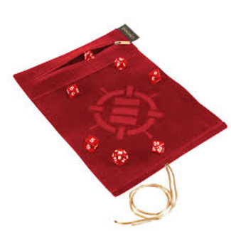 ENHANCE Roll on a Scroll™ Dice Rolling Mat & 7pc Acrylic Dice Set Red