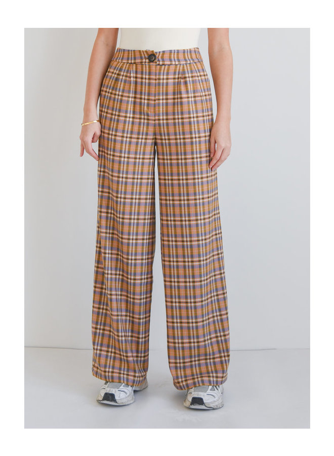 LILY CHECKERED TROUSERS SAND/ PINK