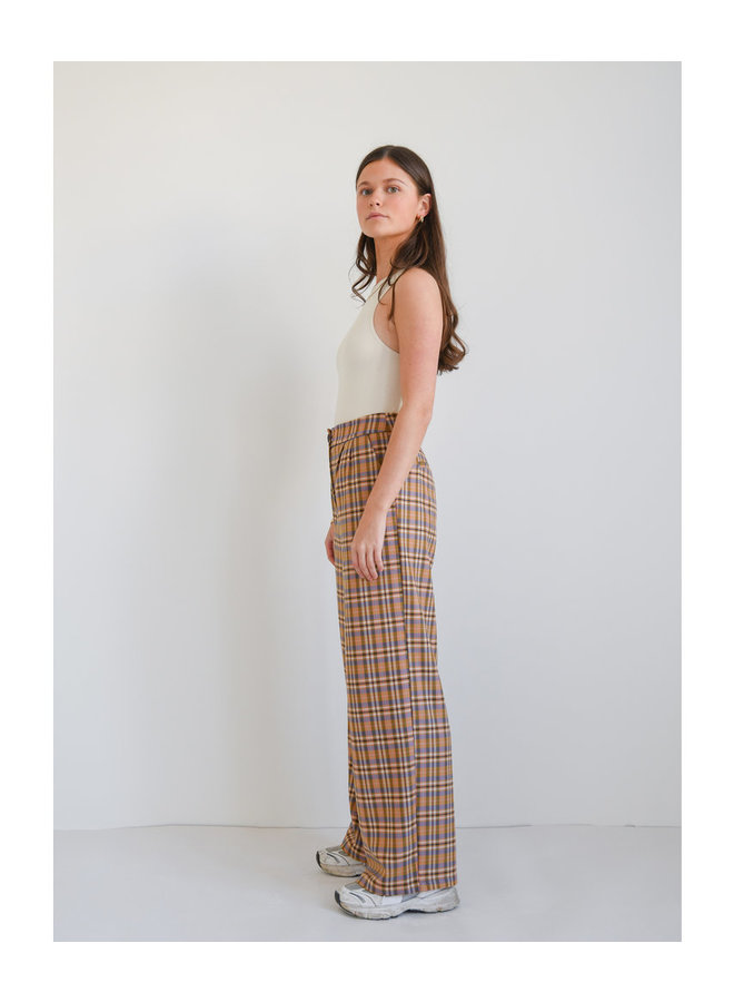 LILY CHECKERED TROUSERS SAND/ PINK