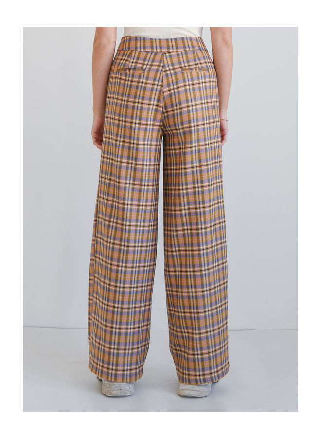 LILY CHECKERED TROUSERS SAND/ PINK