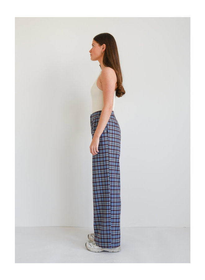 LILY CHECKERED TROUSERS BLUE