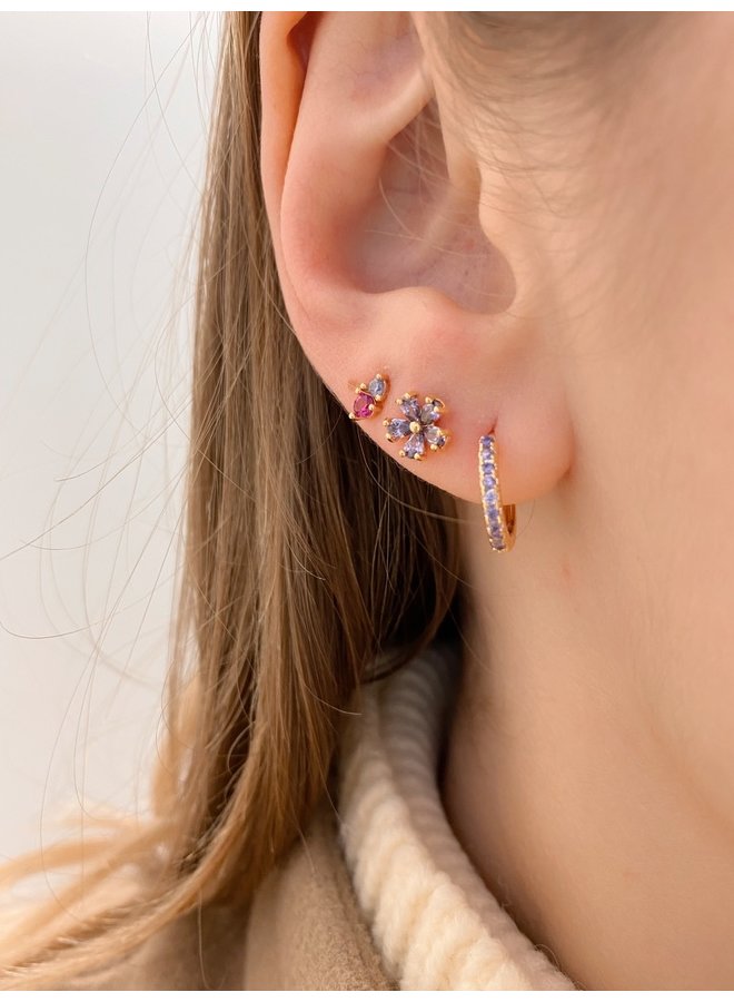 TWIN STONE GOLD - PLATED STUD EARRINGS