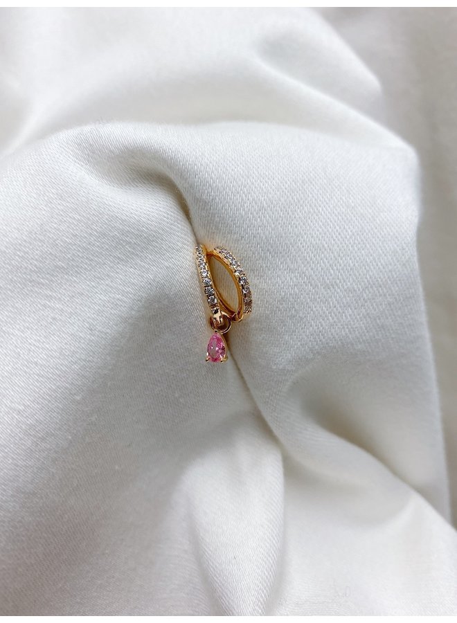 SLIDING WATER DROP PLATED EARRING - PINK