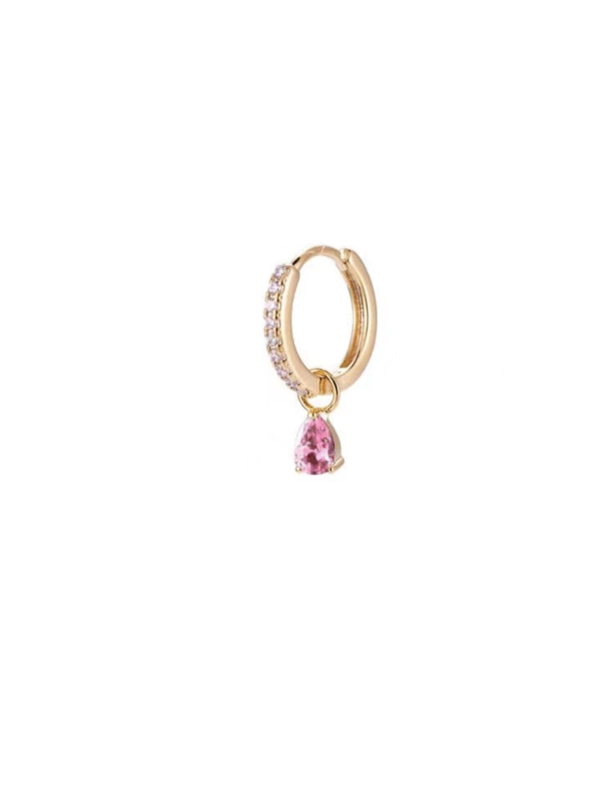 SLIDING WATER DROP PLATED EARRING - PINK