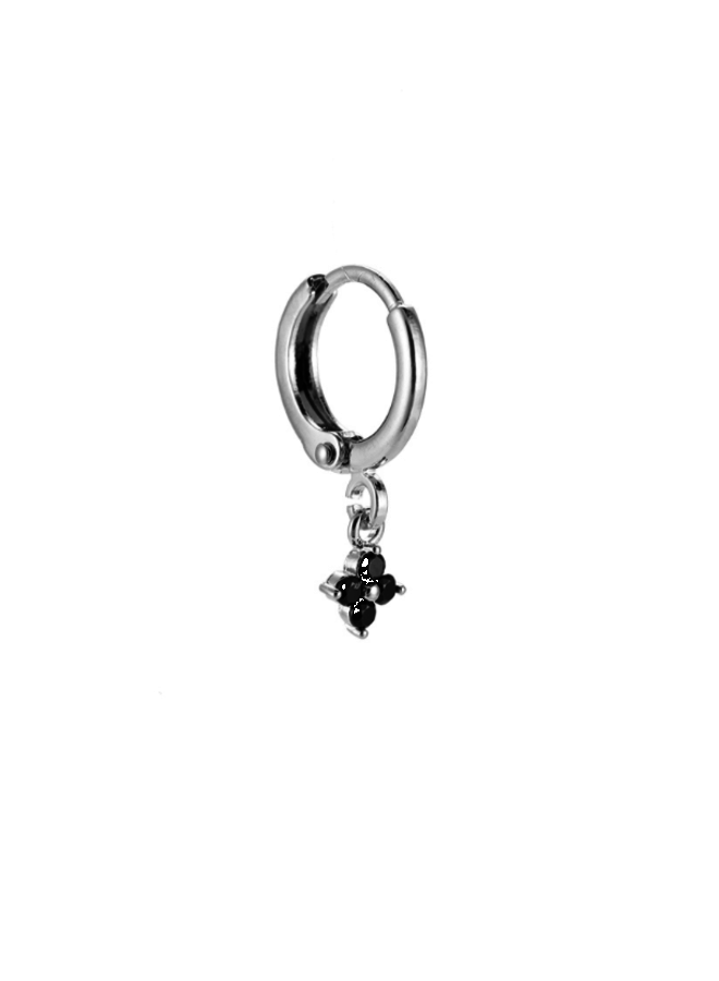 TINY FLOWER PLATED EARRING - BLACK