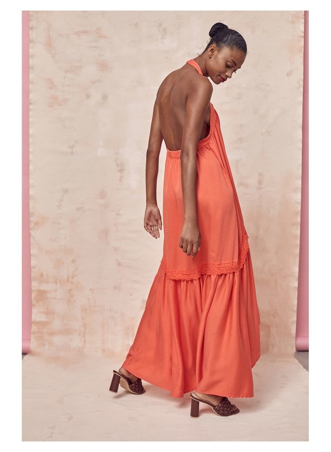 NURIA LONG DRESS - CORAL