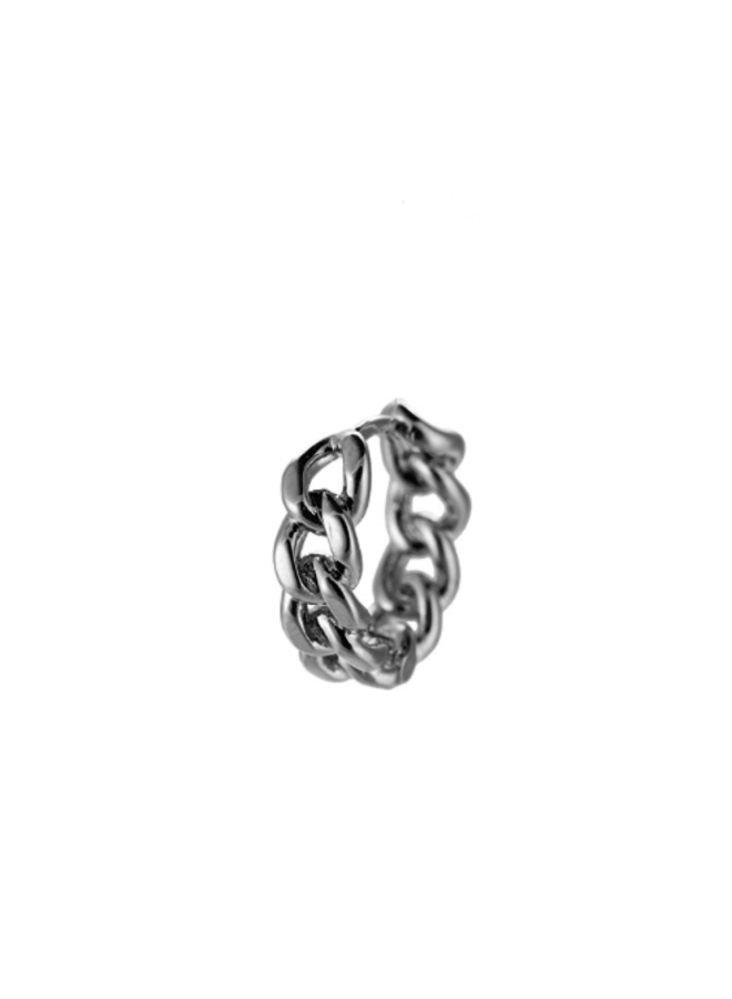 CHAIN HOOP STAINLESS STEEL EARRING - SILVER