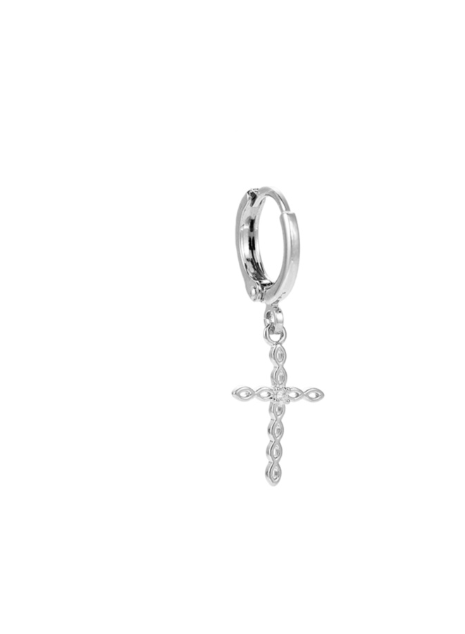 ROYAL CROSS PLATED EARRING - SILVER